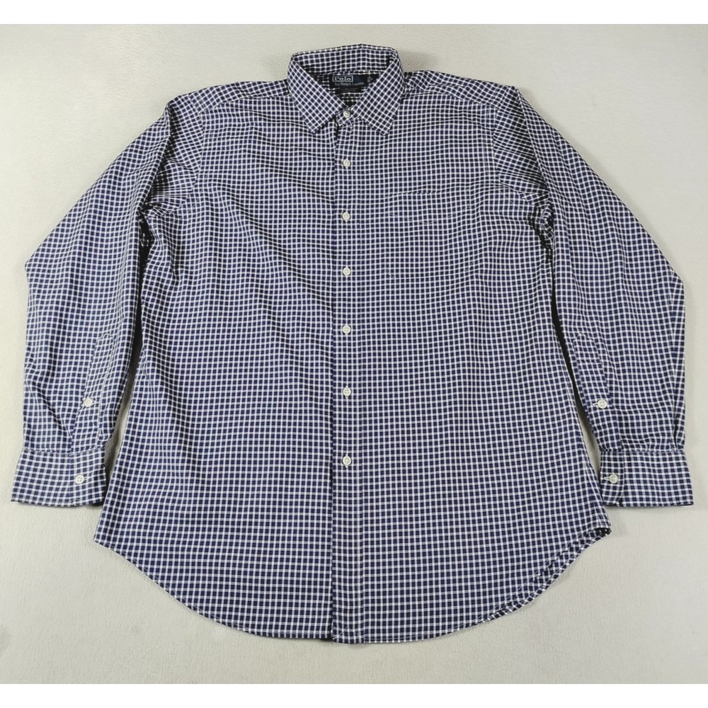 Vintage Polo Ralph Lauren Shirt Mens‎ Large Blue Checkered Button Down Classic